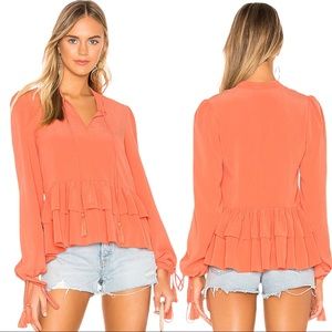 Tularosa Revolve Savannah Coral Pink Ruffle Blouse